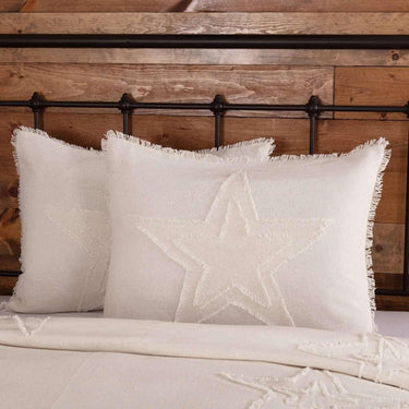 Burlap Antique White Star Standard Sham 21x27 VHC Brands - The Fox Decor